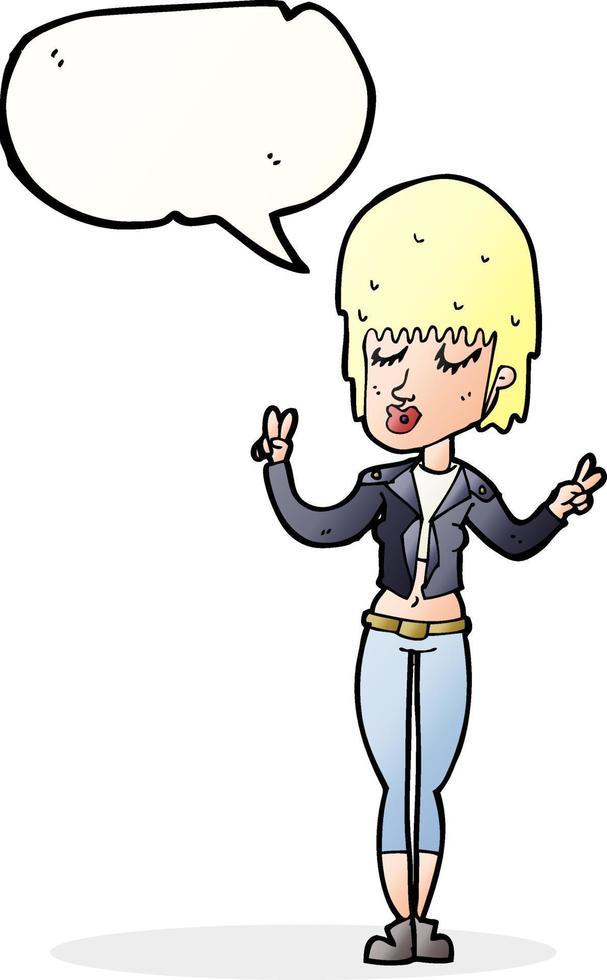 cartoon cool girl with speech bubble vector