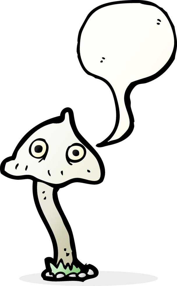 cartoon mushroom with speech bubble vector