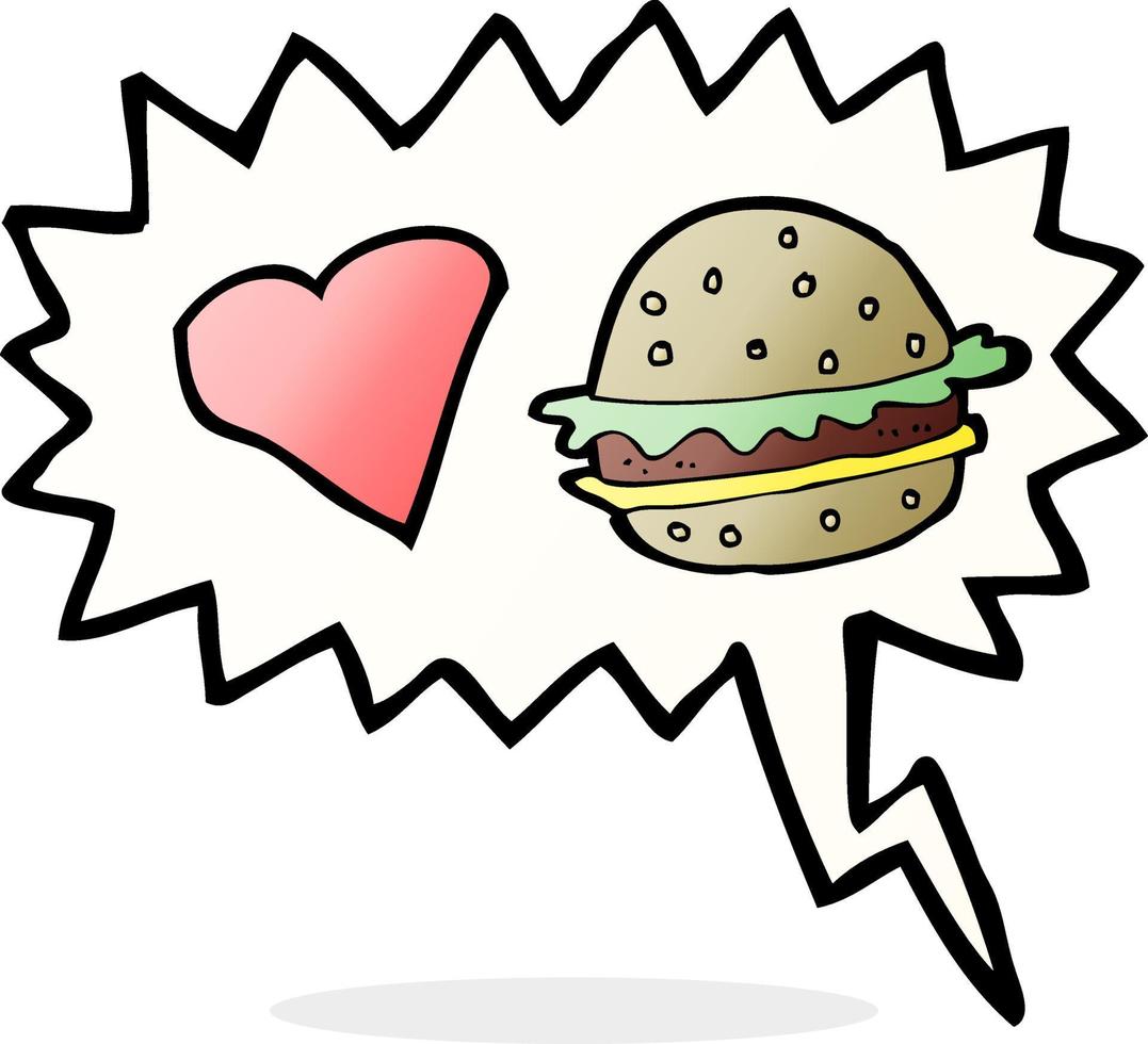 cartoon hamburger with speech bubble vector