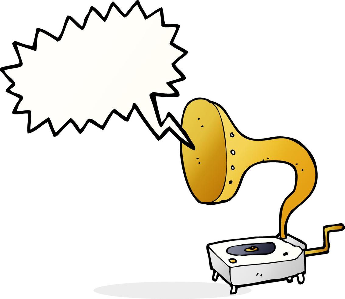 cartoon gramophone with speech bubble vector