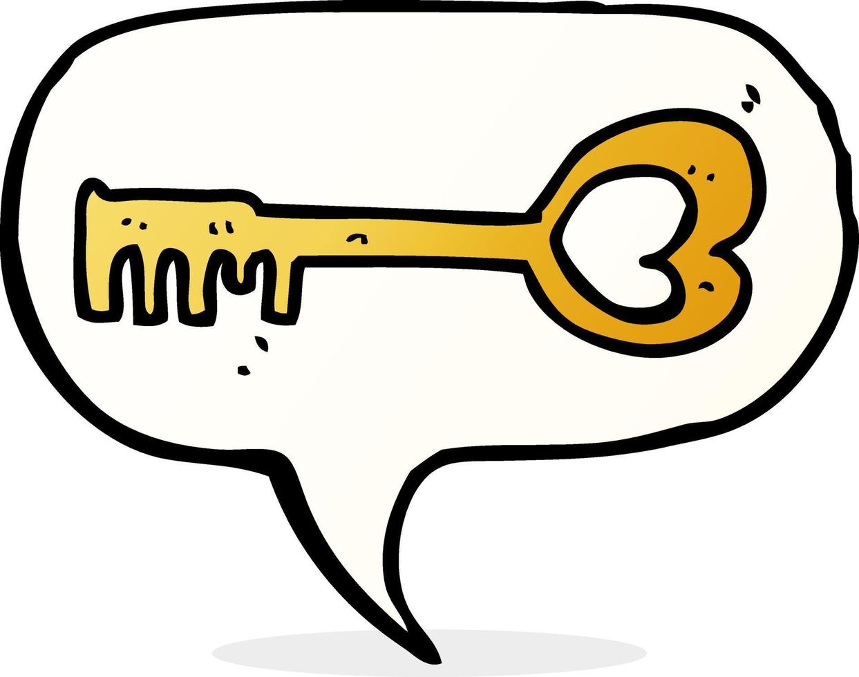 cartoon heart shaped key with speech bubble vector