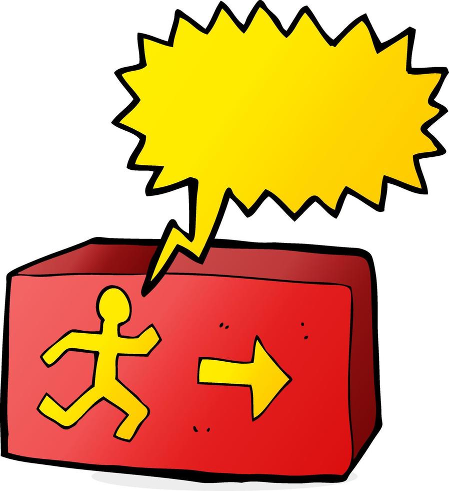 cartoon exit sign with speech bubble vector