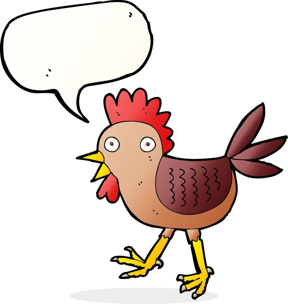 funny cartoon chicken with speech bubble vector