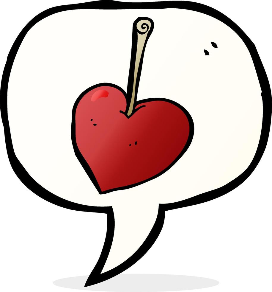 cartoon heart cherry with speech bubble vector