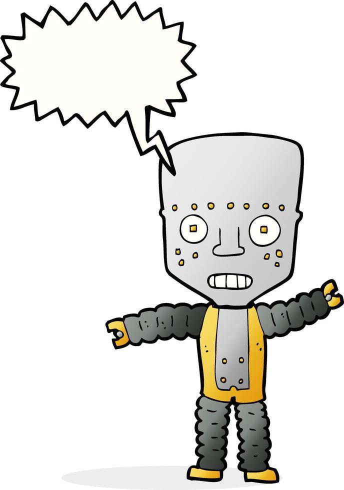 cartoon robot with speech bubble 12348683 Vector Art at Vecteezy