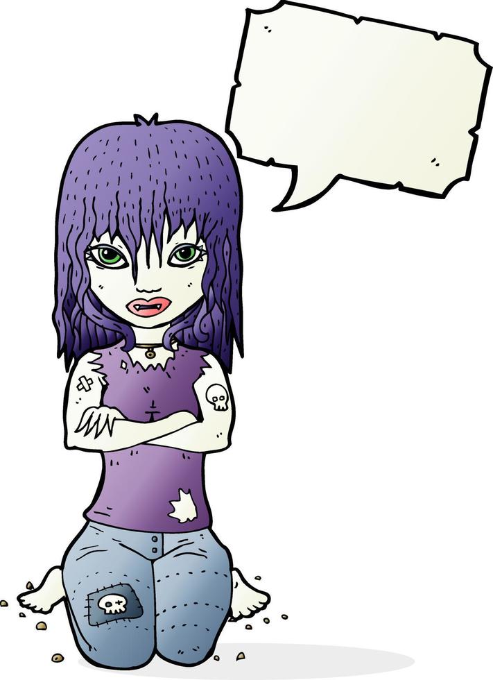 cartoon vampire girl with speech bubble vector