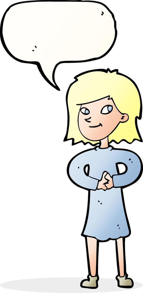 cartoon happy woman with speech bubble vector