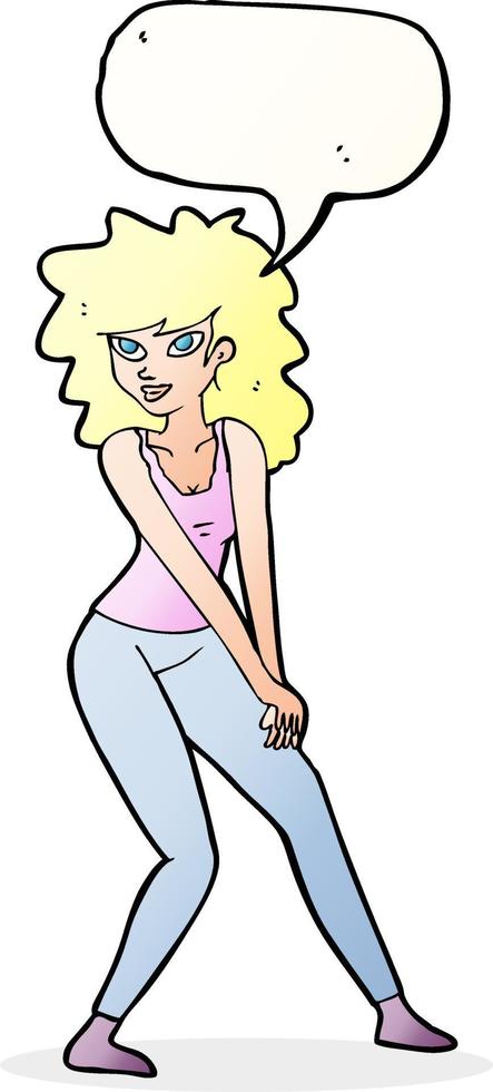 cartoon woman posing with speech bubble vector