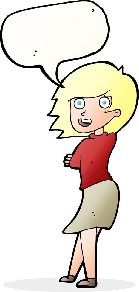 cartoon happy woman with speech bubble vector
