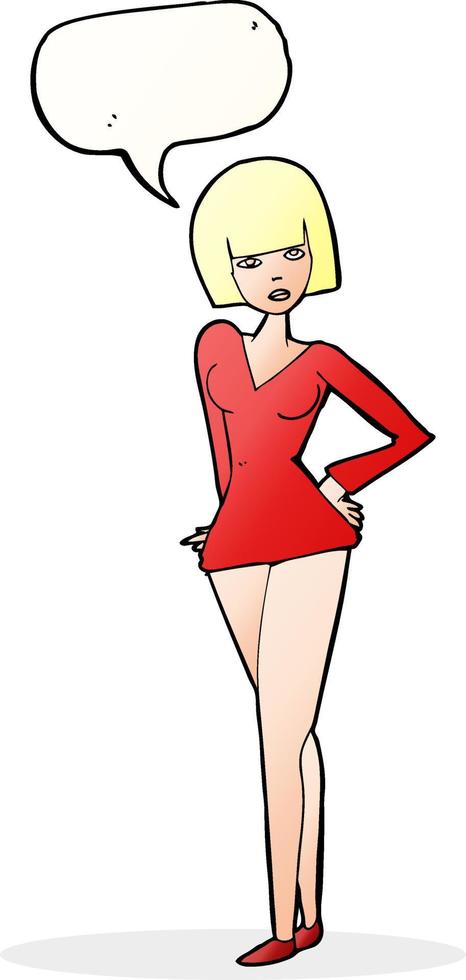 cartoon pretty woman with speech bubble vector