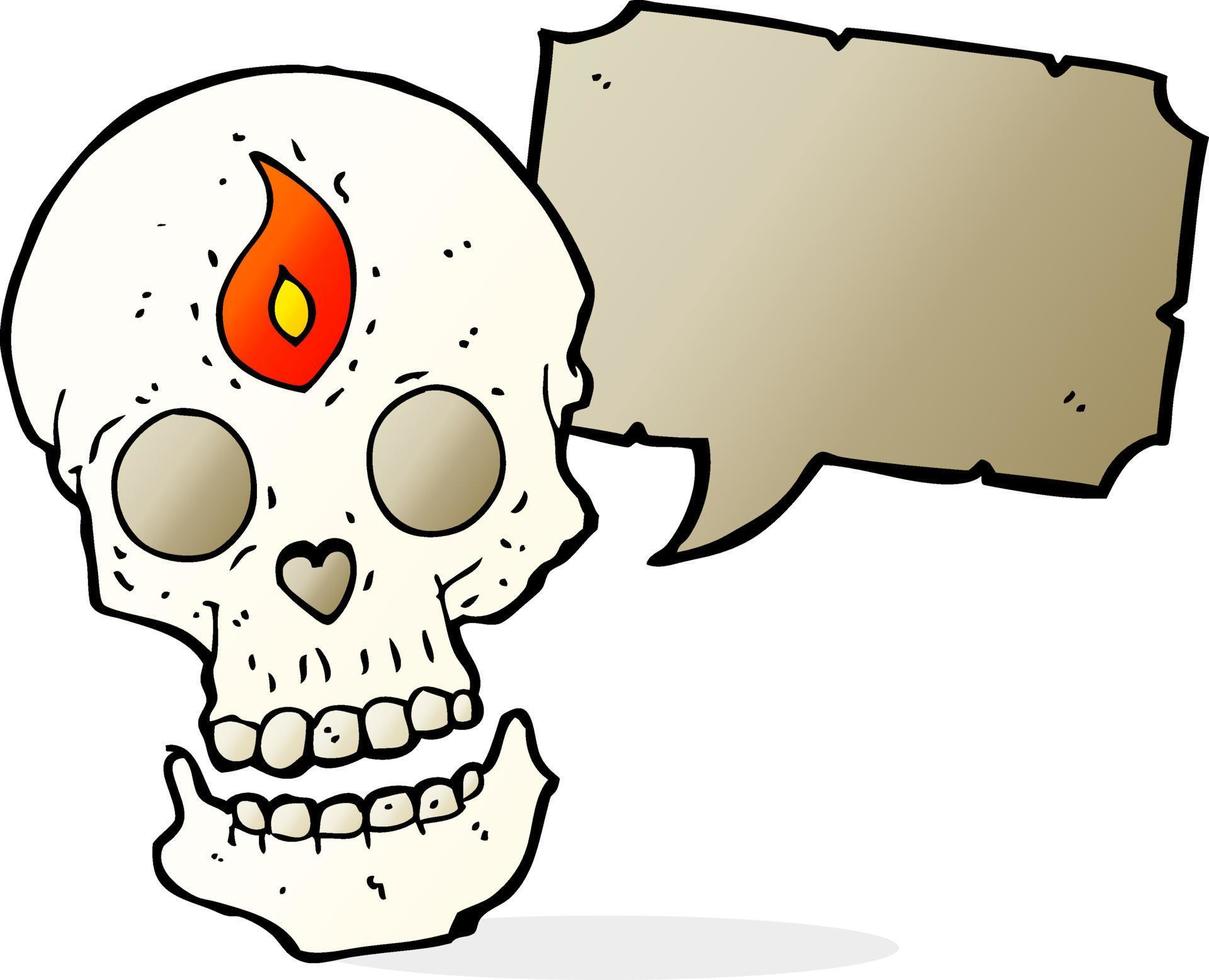 cartoon mystic skull with speech bubble vector