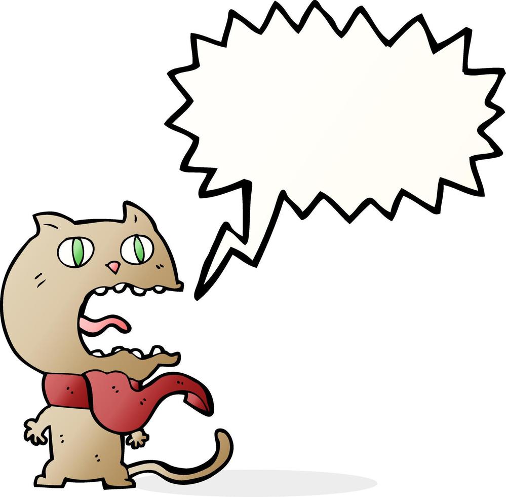 cartoon frightened cat with speech bubble vector