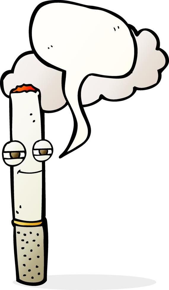 cartoon happy cigarette with speech bubble vector