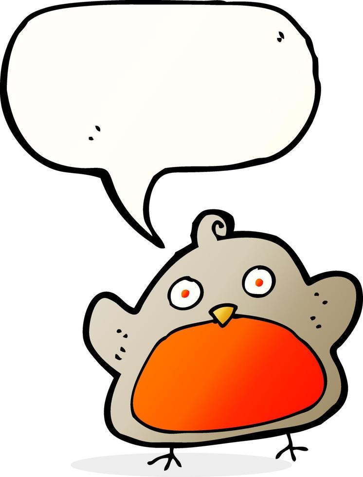 cartoon christmas robin with speech bubble vector