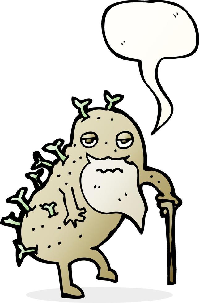 cartoon old potato with speech bubble vector