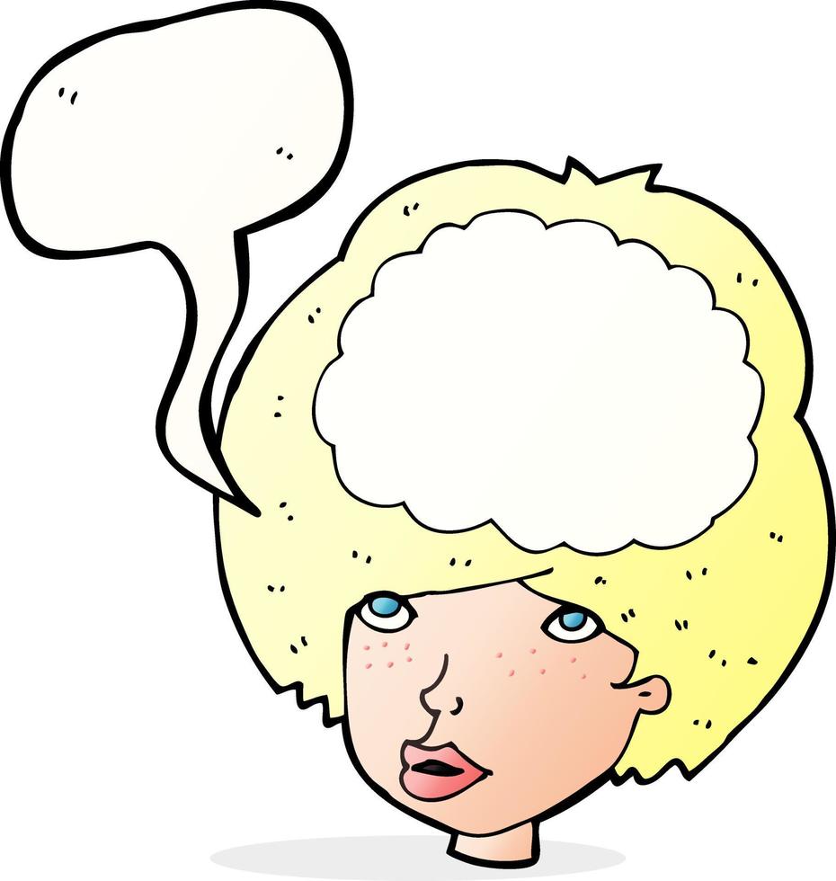 cartoon empty headed woman with speech bubble vector