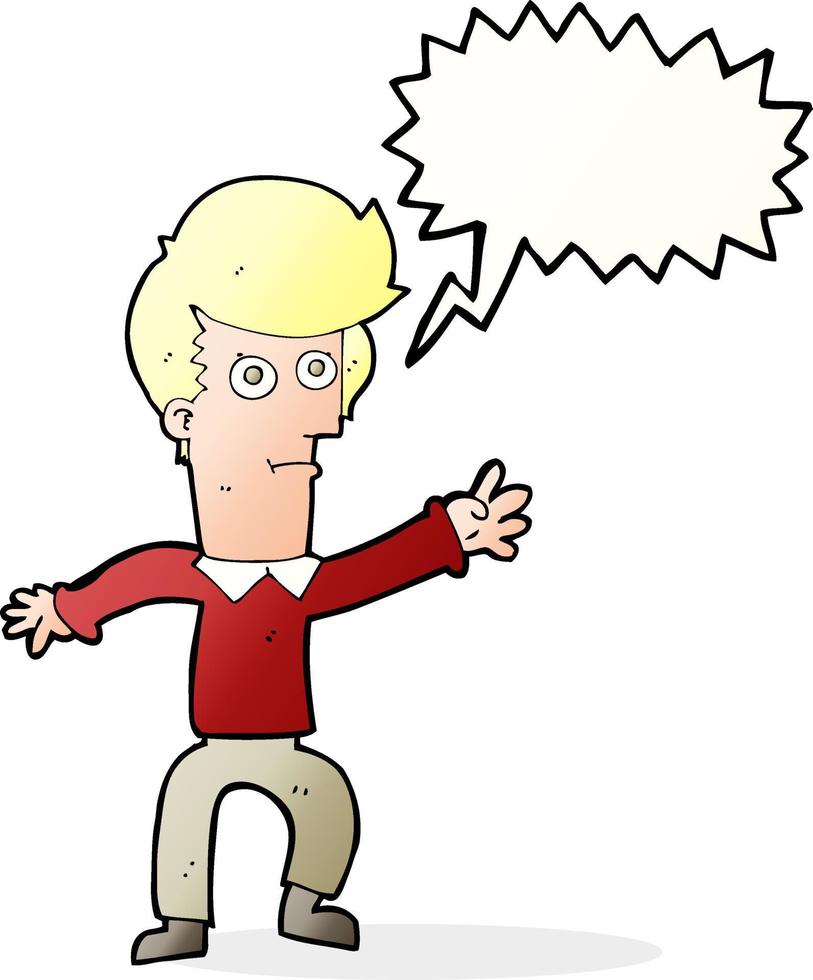 cartoon man waving with speech bubble vector