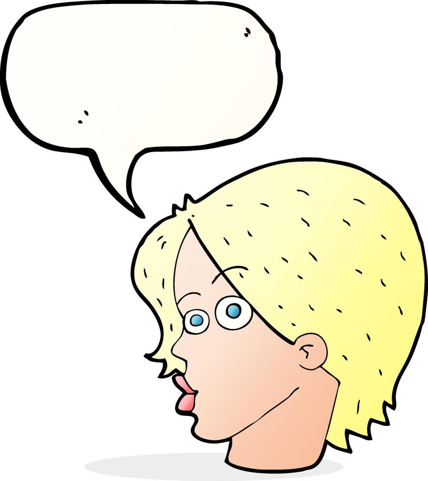 cartoon female face with speech bubble vector