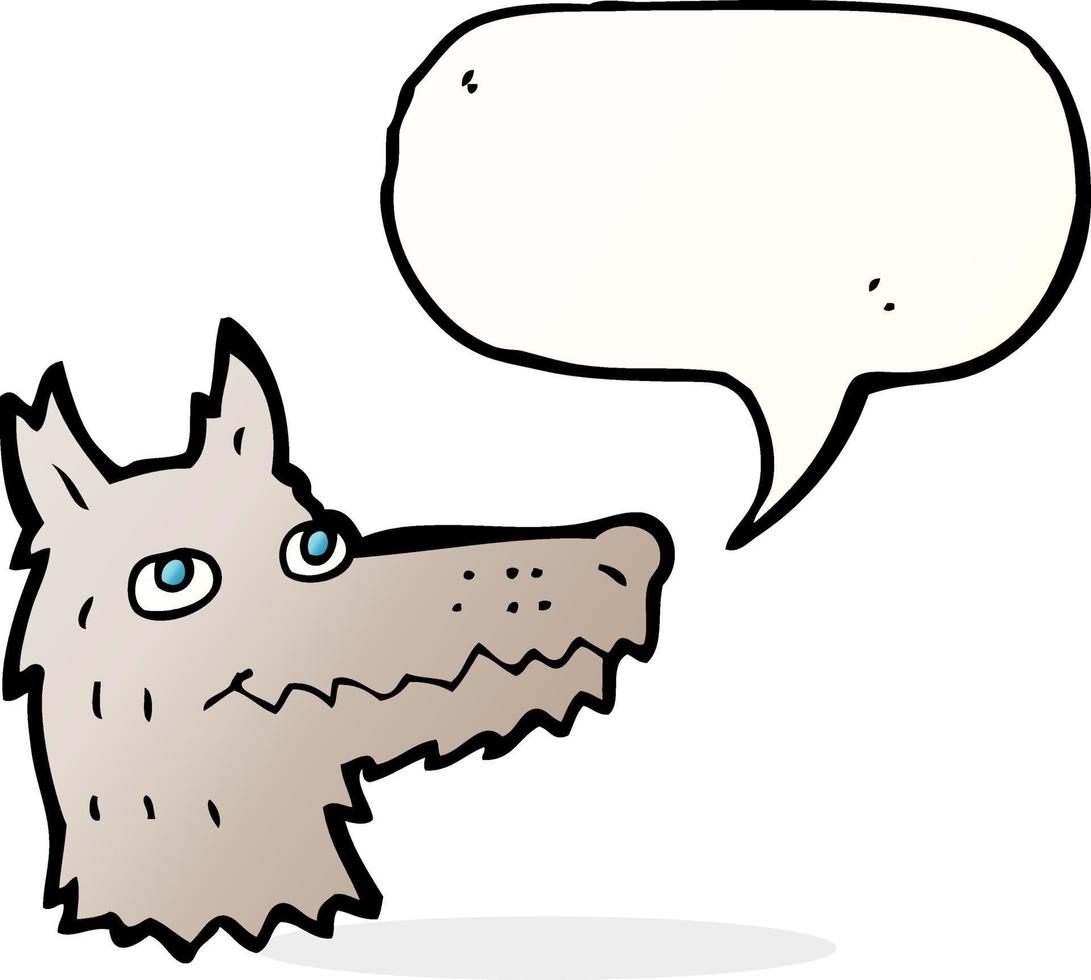 cartoon wolf head with speech bubble vector