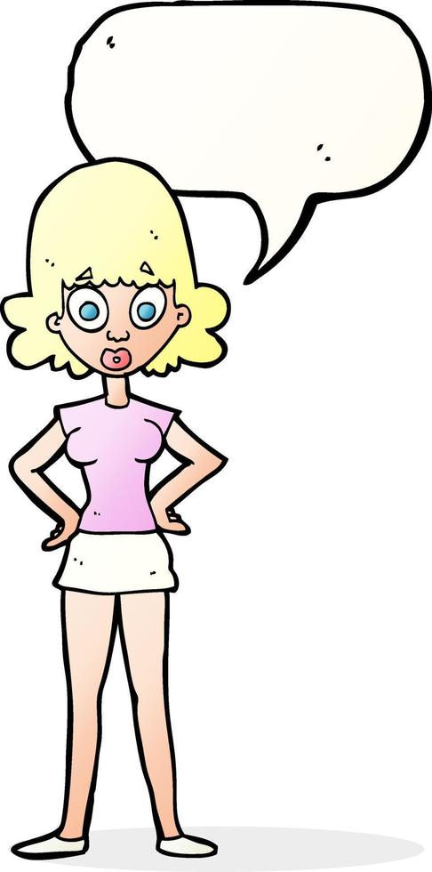 cartoon surprised woman with speech bubble vector