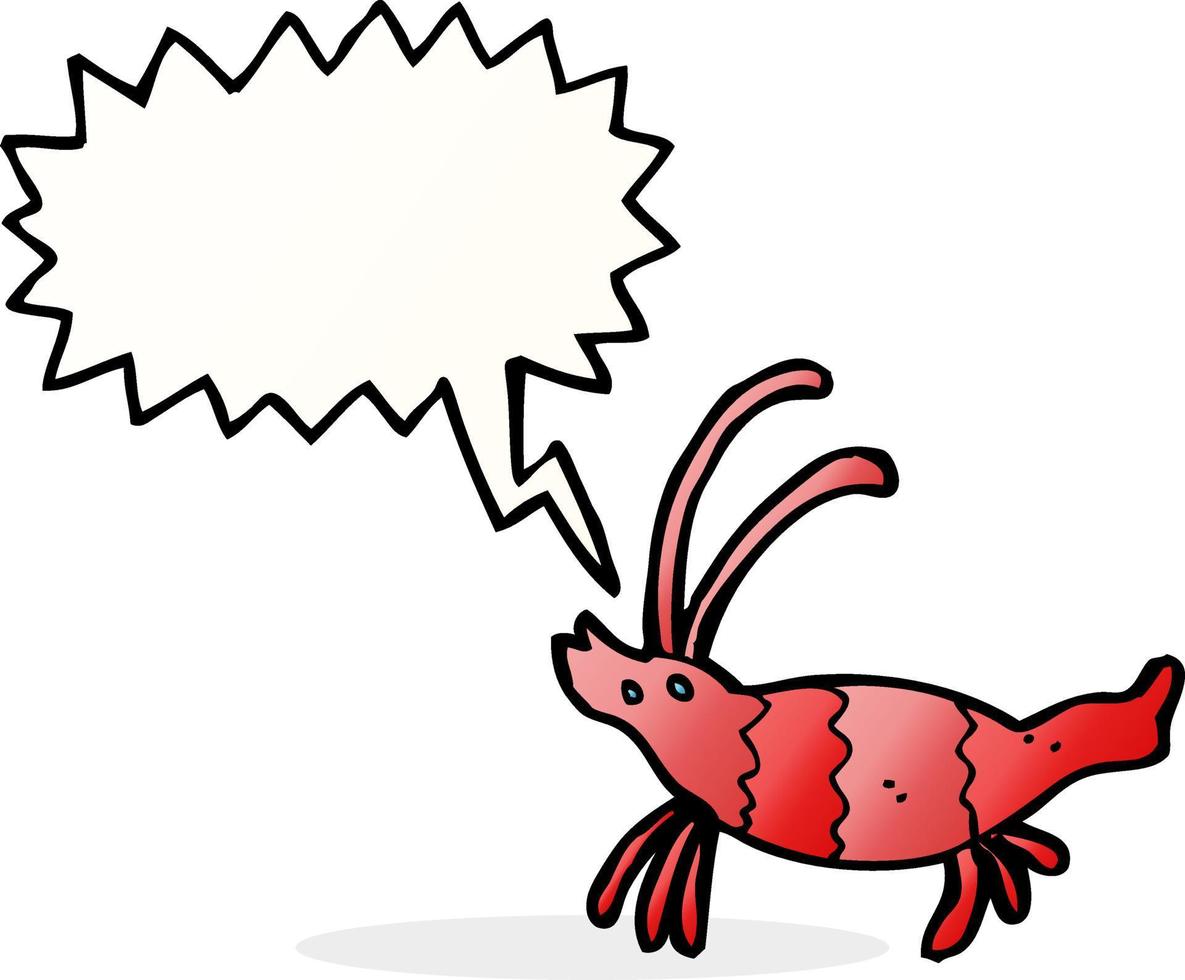 cartoon shrimp with speech bubble vector