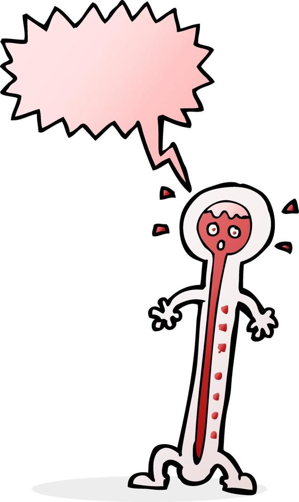 cartoon hot thermometer with speech bubble vector
