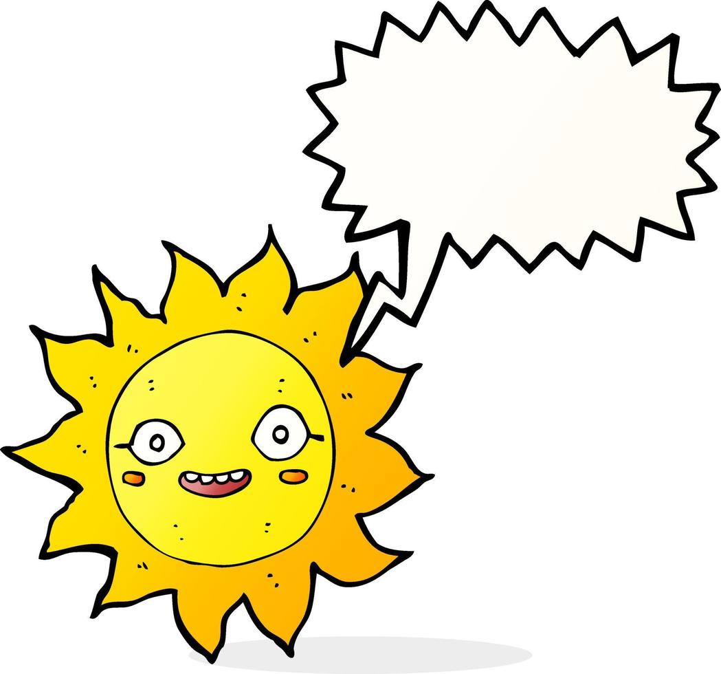 cartoon happy sun with speech bubble vector