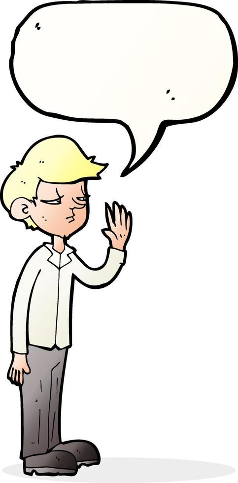 cartoon arrogant boy with speech bubble vector