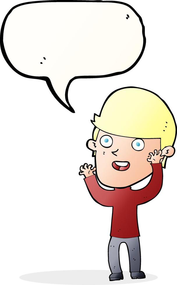 cartoon happy man with speech bubble vector