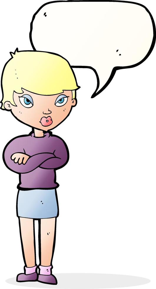 cartoon annoyed woman with speech bubble vector