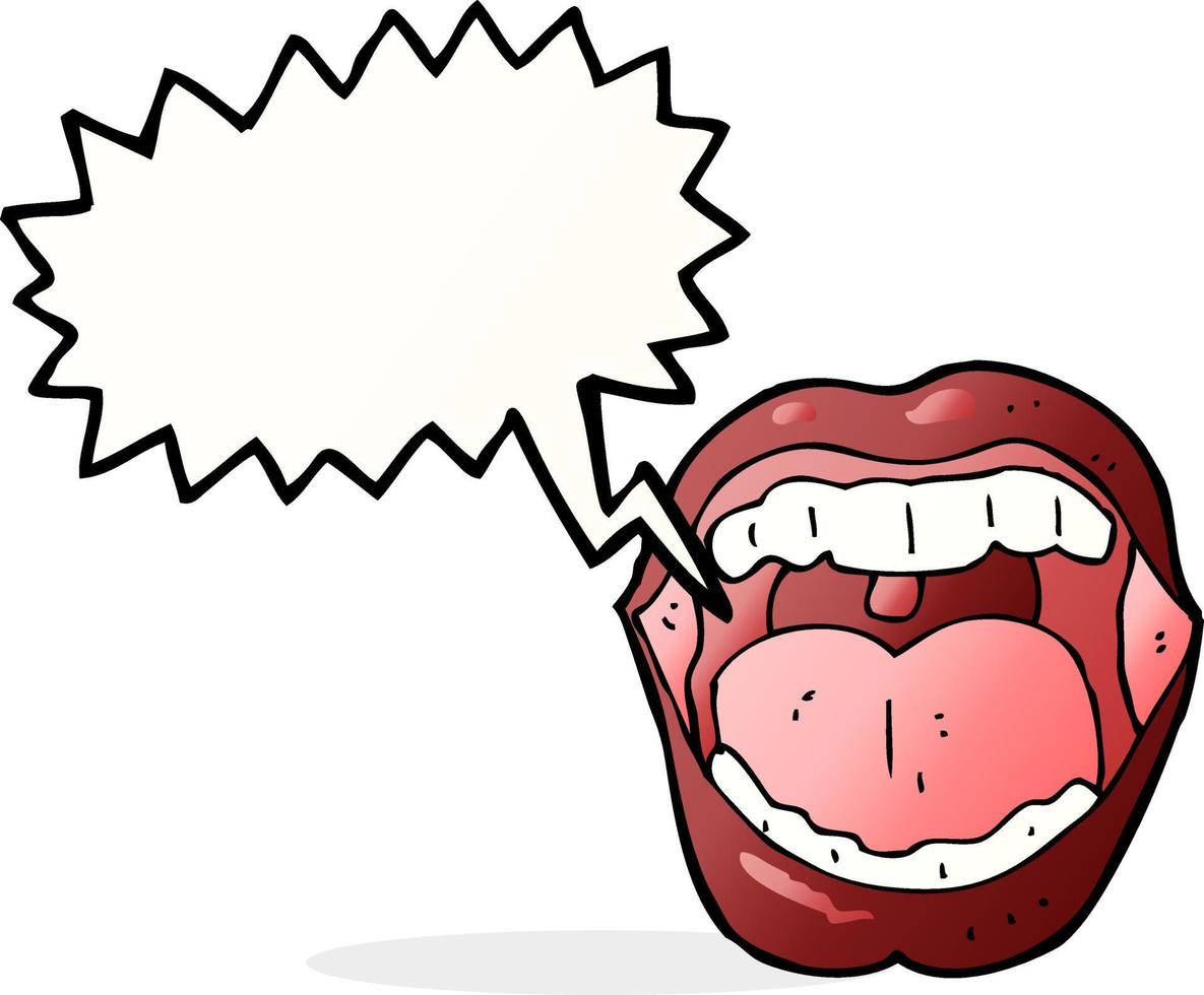 cartoon mouth with speech bubble vector