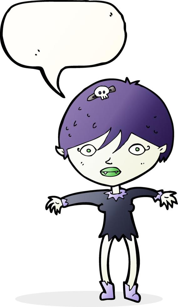 cartoon vampire girl with speech bubble vector