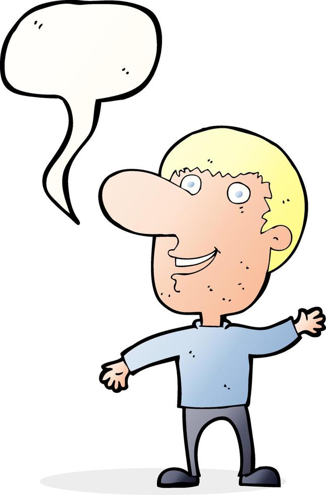 cartoon waving man with speech bubble vector