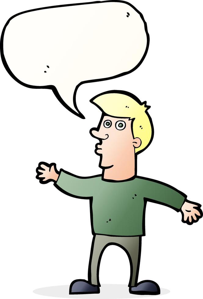 cartoon worried man with speech bubble vector