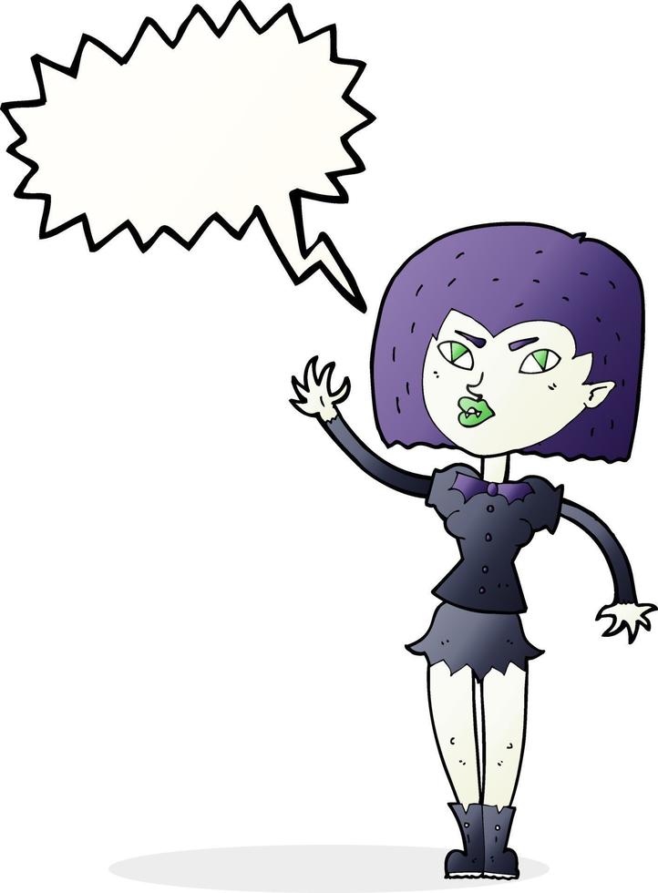 cartoon pretty vampire girl with speech bubble vector