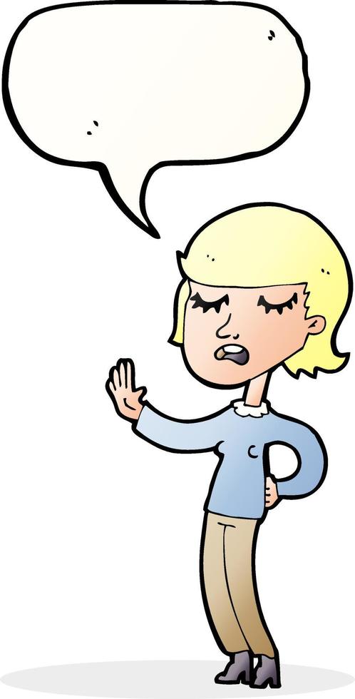 cartoon woman ignoring with speech bubble vector