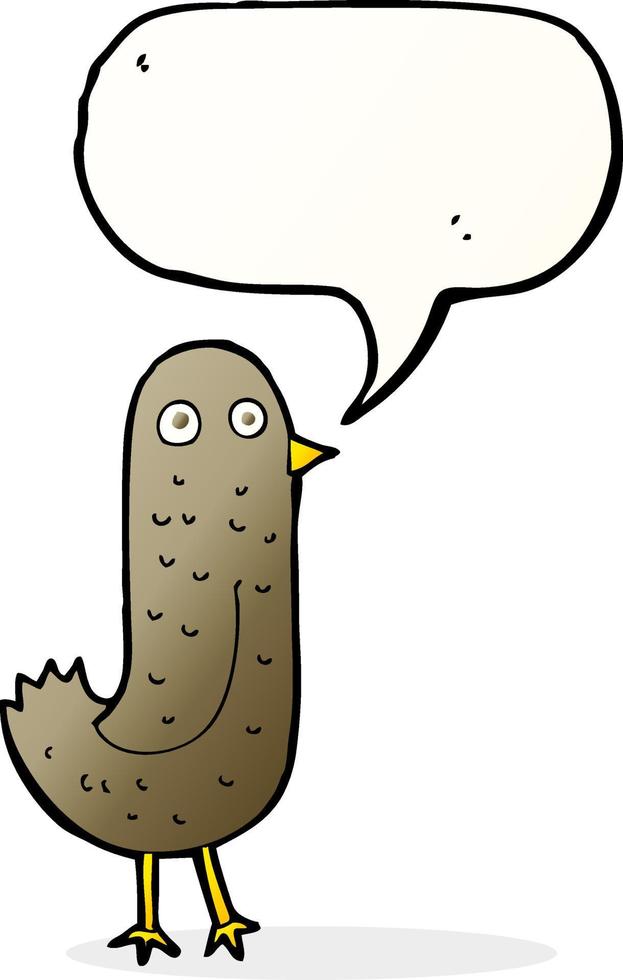 funny cartoon bird with speech bubble vector