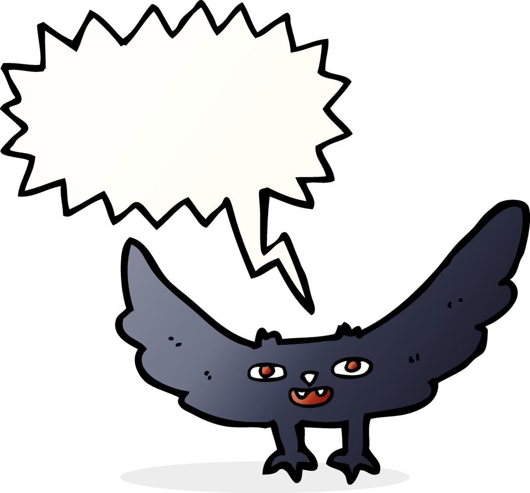 cartoon spooky vampire bat with speech bubble vector