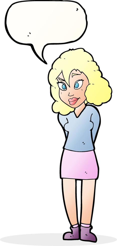 cartoon confused woman with speech bubble vector