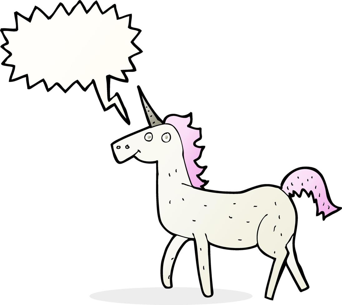 cartoon unicorn with speech bubble vector