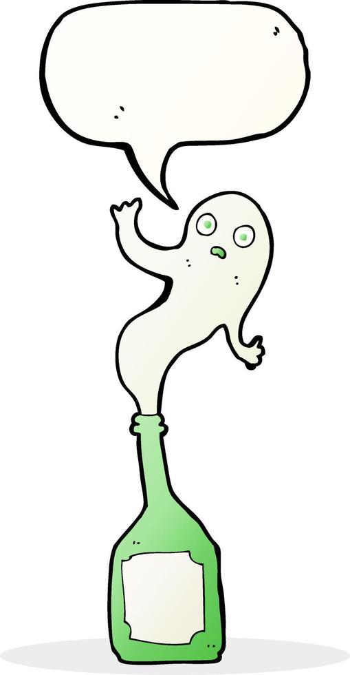 cartoon ghost in bottle with speech bubble vector