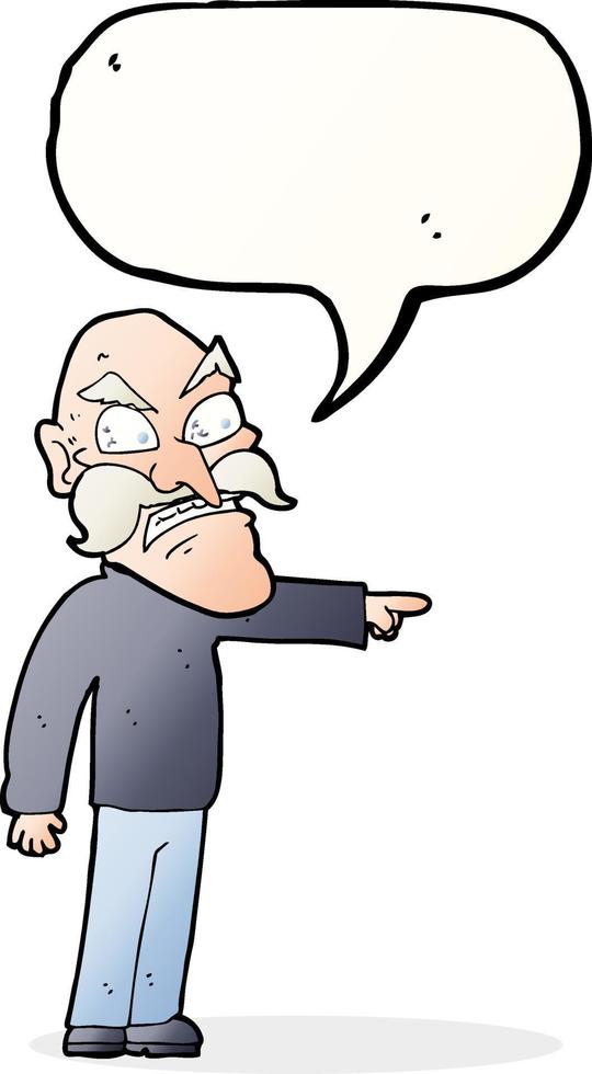 cartoon furious old man with speech bubble vector