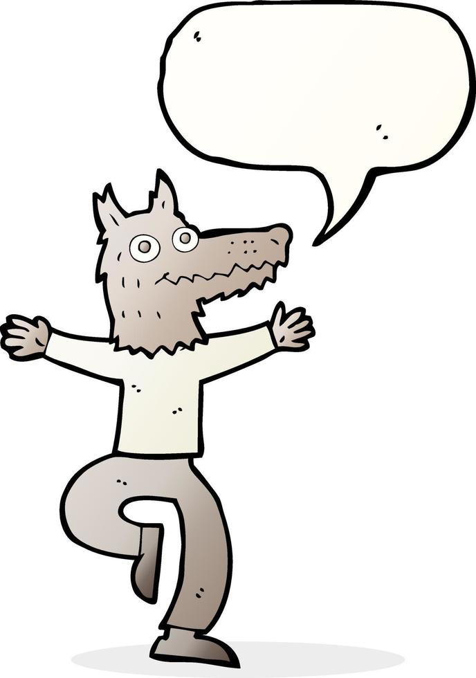 cartoon wolf man with speech bubble vector