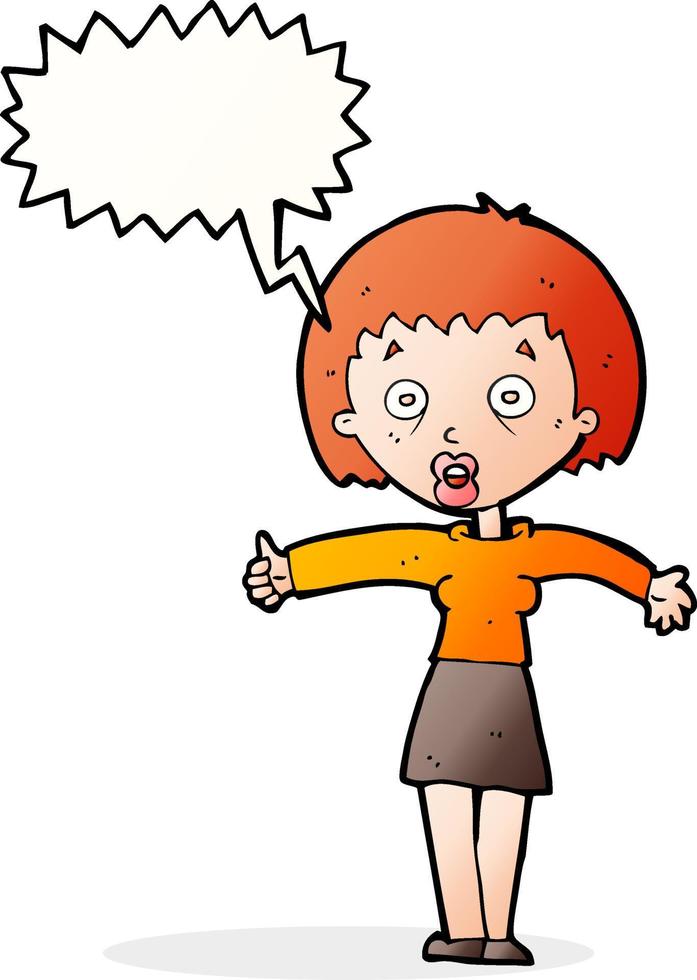 cartoon amazed woman with speech bubble vector