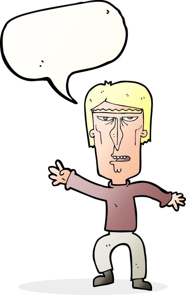 cartoon angry man waving warning with speech bubble vector