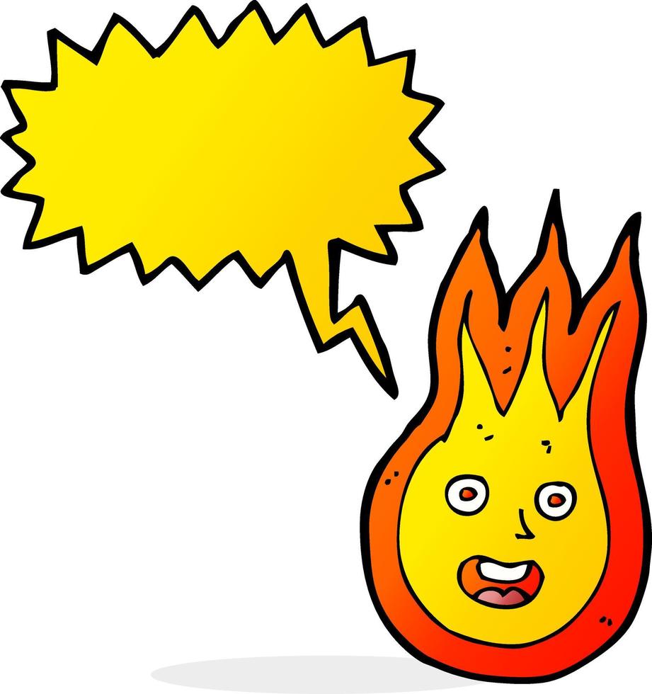 cartoon friendly fireball with speech bubble vector