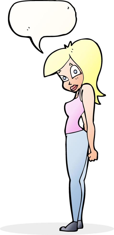 cartoon pretty woman  with speech bubble vector