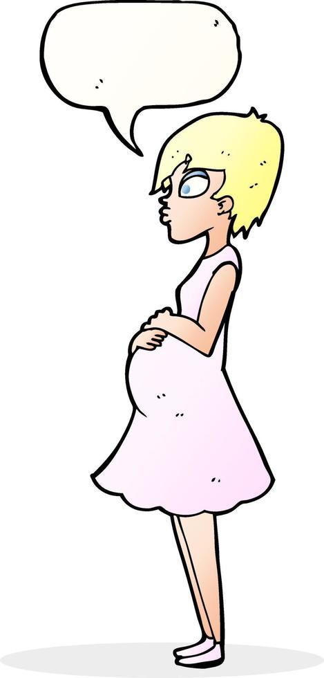 cartoon pregnant woman with speech bubble vector