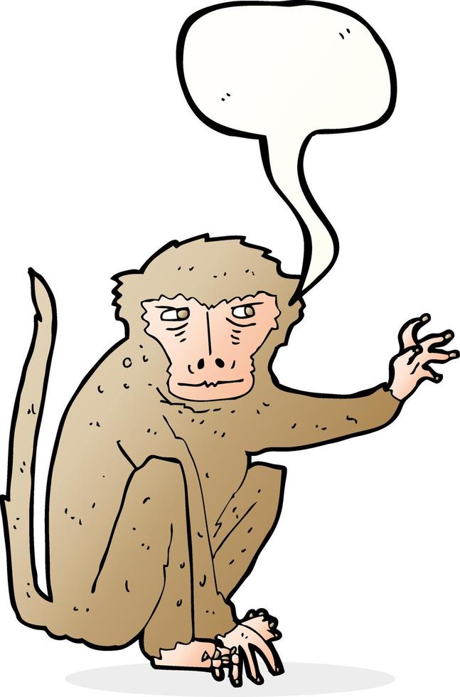 cartoon evil monkey with speech bubble vector