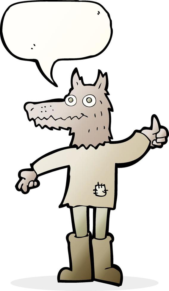 cartoon wolf man with speech bubble vector